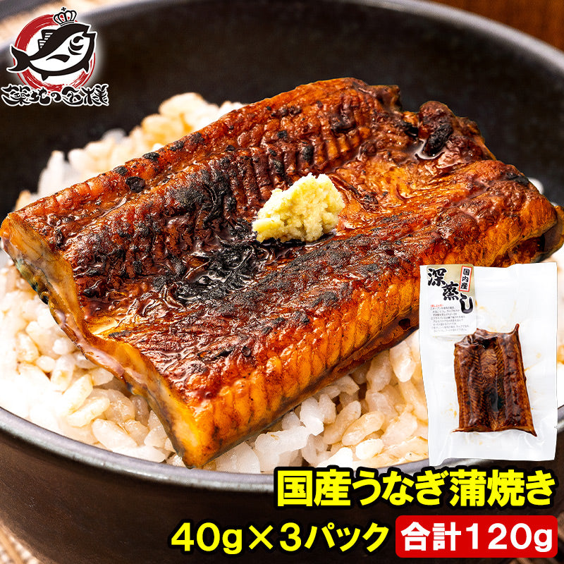うなぎ蒲焼き カットうなぎ 国産うなぎ 40g×3パック 合計120g 食べきりサイズ 柔らかうなぎを丁寧に焼き上げました。深蒸し 土用の丑の日 ウナギ 鰻 うな丼 うな重 ひつまぶし 深蒸し ギフト 豊洲市場
