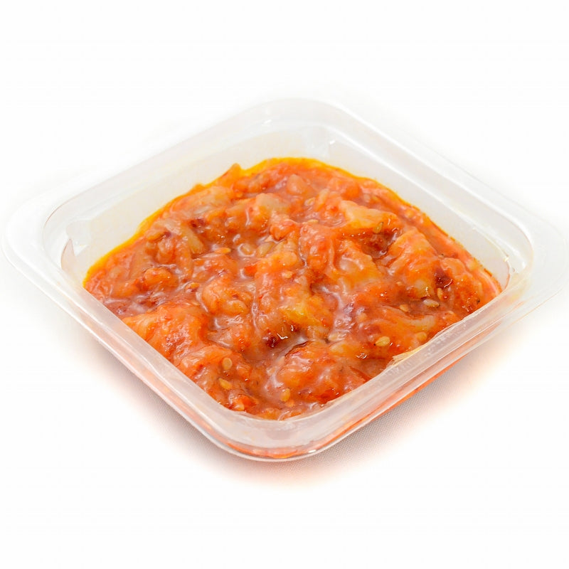 送料無料 えんがわ ユッケ風 90g 小分け45g×2パック 韓国風のピリ辛タレでユッケ風に仕上げました。【えんがわ エンガワ 縁側 ユッケ 韓国風 海鮮惣菜 ご飯のお供 おかず おつまみ 珍味 酒の肴 豊洲市場】