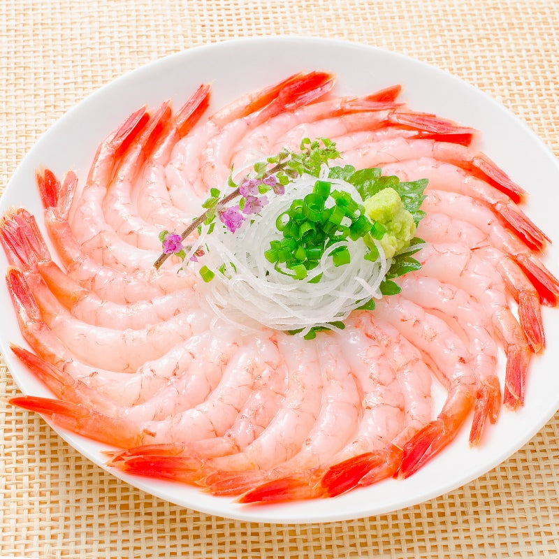 送料無料 甘海老 50尾 殻むき甘海老 寿司ネタ用の尾付き甘海老 殻むき済みなので、解凍して寿司しゃりにのせるだけで甘海老お寿司が完成【甘海老 あまエビ 甘えび 甘エビ あまえび アマエビ むきえび ムキエビ 業務用】