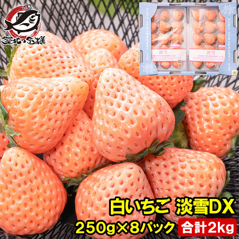 いちご 白いちご 淡雪 DX 等級 あわゆき 250g×8パック 合計2kg 1箱 2パック入り 白イチゴ イチゴ 苺 奈良県産 肥前 大粒 いちごの王様 フルーツ 果物 ギフト 贈答 お取り寄せ 産地直送 市場直送 クール便 豊洲市場 青果