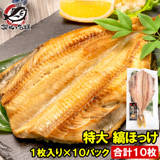 送料無料 ほっけ ホッケ 縞ほっけ 特大サイズ 1枚×10パック 塩焼き 焼魚 焼き魚 切り身 ほっけの開き 特大 肉厚 業務用 BBQ バーベキュー 豊洲市場 ギフト