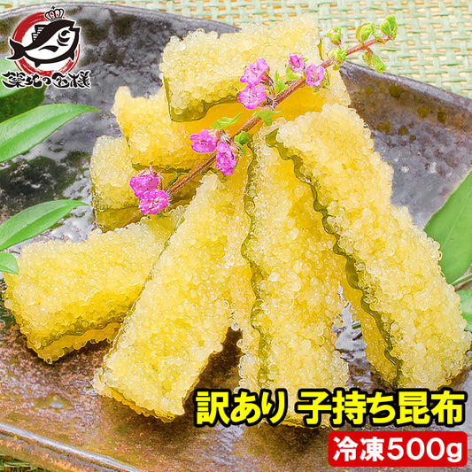 訳あり 子持ち昆布 切り落とし 味付け両面子持ち昆布 500g 上品な白醤油味でさっぱりとした高級感。塩抜き不要！【子持昆布 天然子持ち昆布 数の子 こんぶ 串揚げ フライ 惣菜 おかず 珍味 おせち料理 寿司ネタ ギフト】
