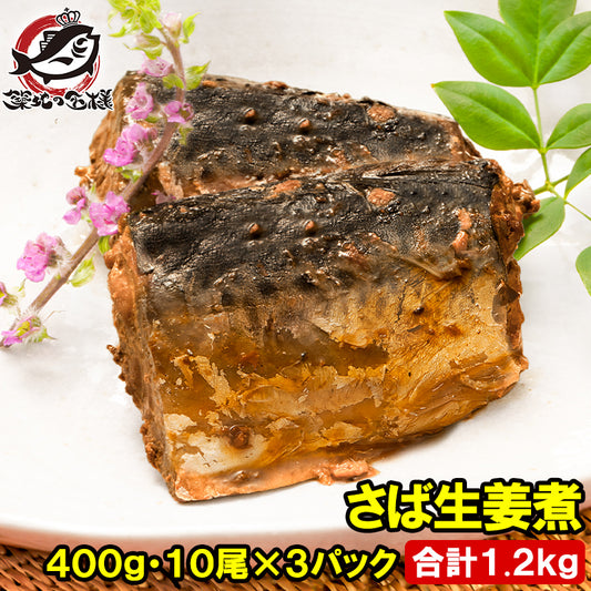 さば 生姜煮 合計1.2kg 400g×3パック 常温保存 温めるだけで便利 サバ 鯖 さば生姜煮 煮魚 煮付け 生姜 ご飯のお供 お弁当 おかず 惣菜 DHA 豊洲市場 常温商品
