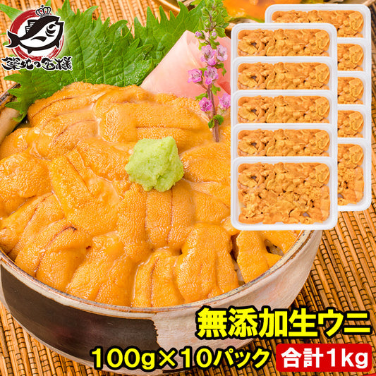 うに 冷凍生うに 無添加 100g×10パック 1kg 最高級Ａグレード。うに丼約20杯分【ウニ ウニ丼 刺身 うにパスタ うにスパゲッティ うに軍艦 いちご煮 海鮮丼 手巻き寿司 寿司ねた 豊洲市場 ギフト】
