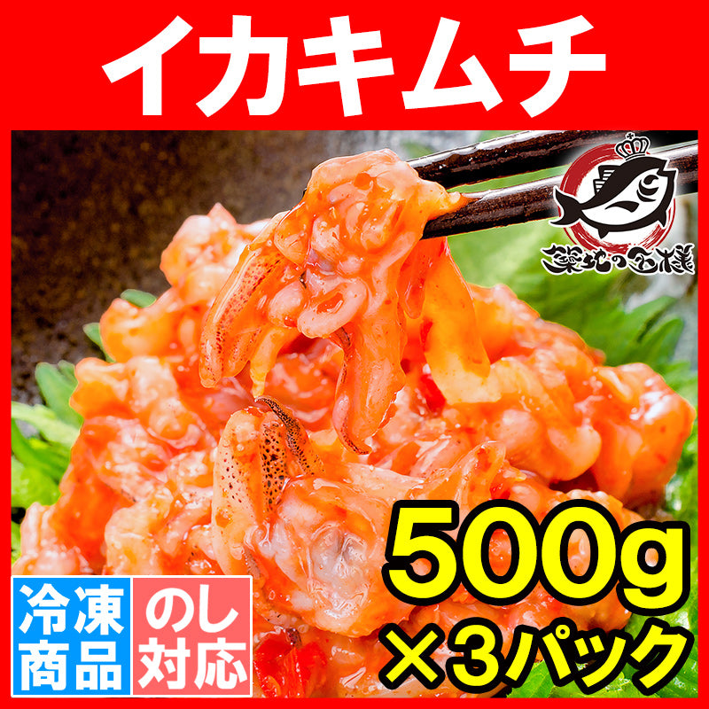 送料無料 イカキムチ いかキムチ 1.5kg 500g×3パック たっぷり業務用の新鮮イカキムチ いか イカ 海鮮キムチ ご飯のお供 海鮮惣菜 刺身 韓国風 酒の肴 おつまみ 豊洲市場 豊洲市場 ギフトrn