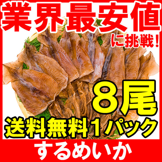 【メール便 送料無料】するめいか スルメイカ 8枚入り 北海道産 無塩 無添加 干物 するめ スルメ イカ いか 烏賊 真イカ あたりめ 干しイカ 業務用 おつまみ 珍味 乾物 酒の肴【常温商品】